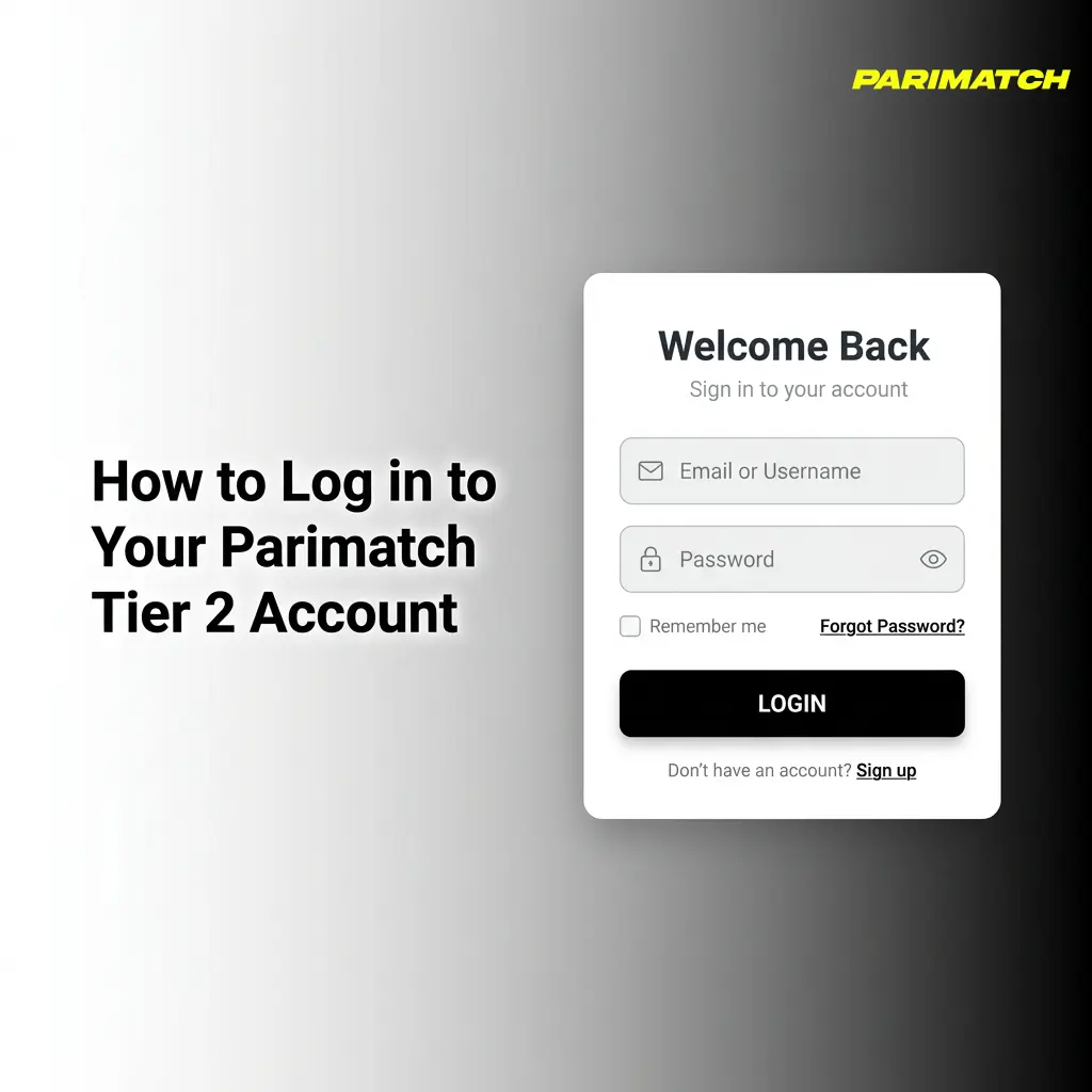 Parimatch Tier 2 login page showing email, mobile number, and password fields for account sign in