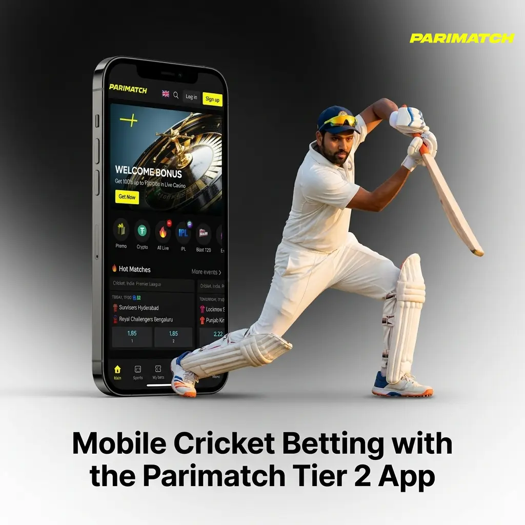 Parimatch Tier 2 mobile app for cricket betting on Android and iOS with live odds and INR payments
