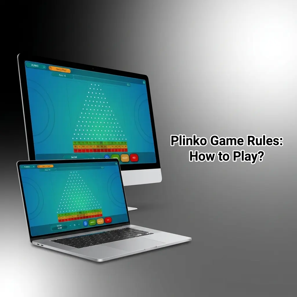 Plinko game board with ball dropping through pegs into multiplier slots, showing bet and risk level options