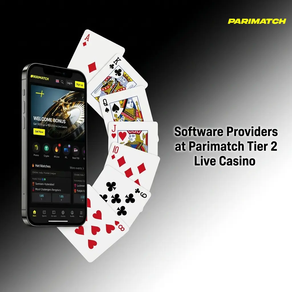 Parimatch Tier 2 Live Casino software providers including Evolution Gaming, Pragmatic Play, Ezugi, Playtech, Vivo, BetGames
