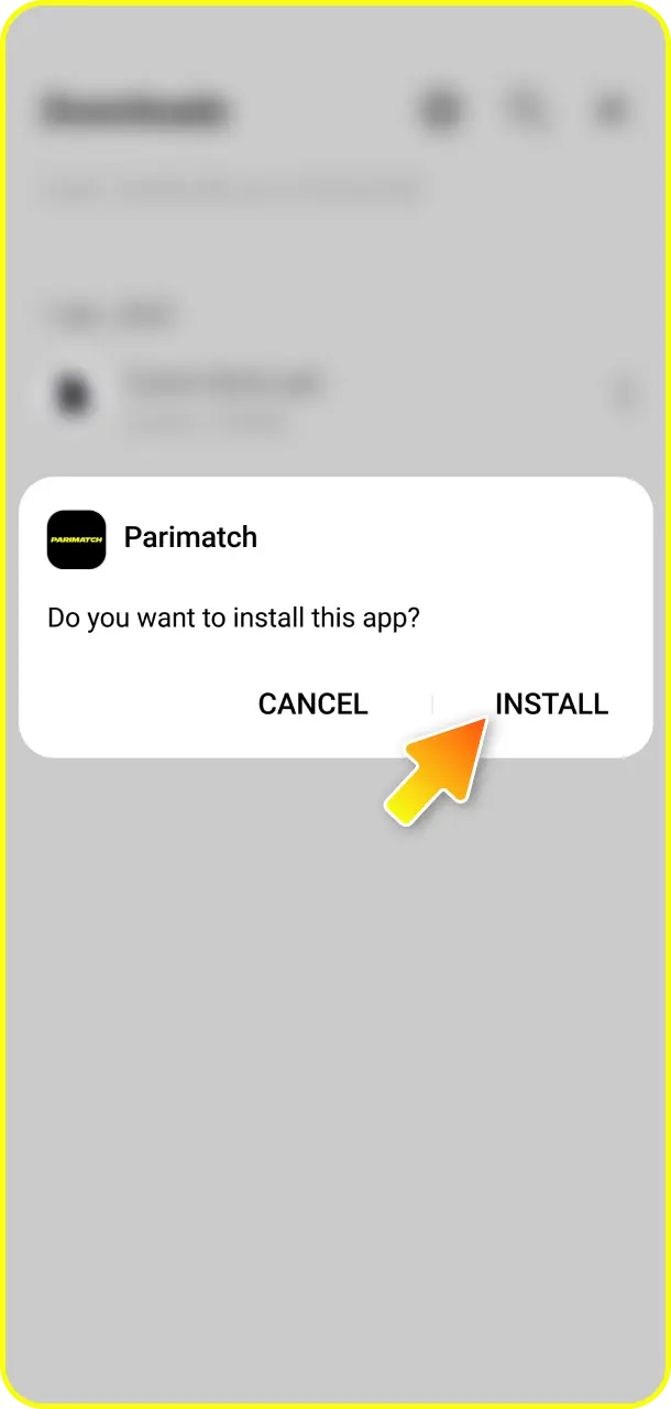 Run the installer file to quickly configure the mobile Parimatch app software.