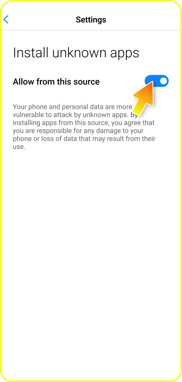Enable installation from unknown sources in your security settings for the Parimatch app.