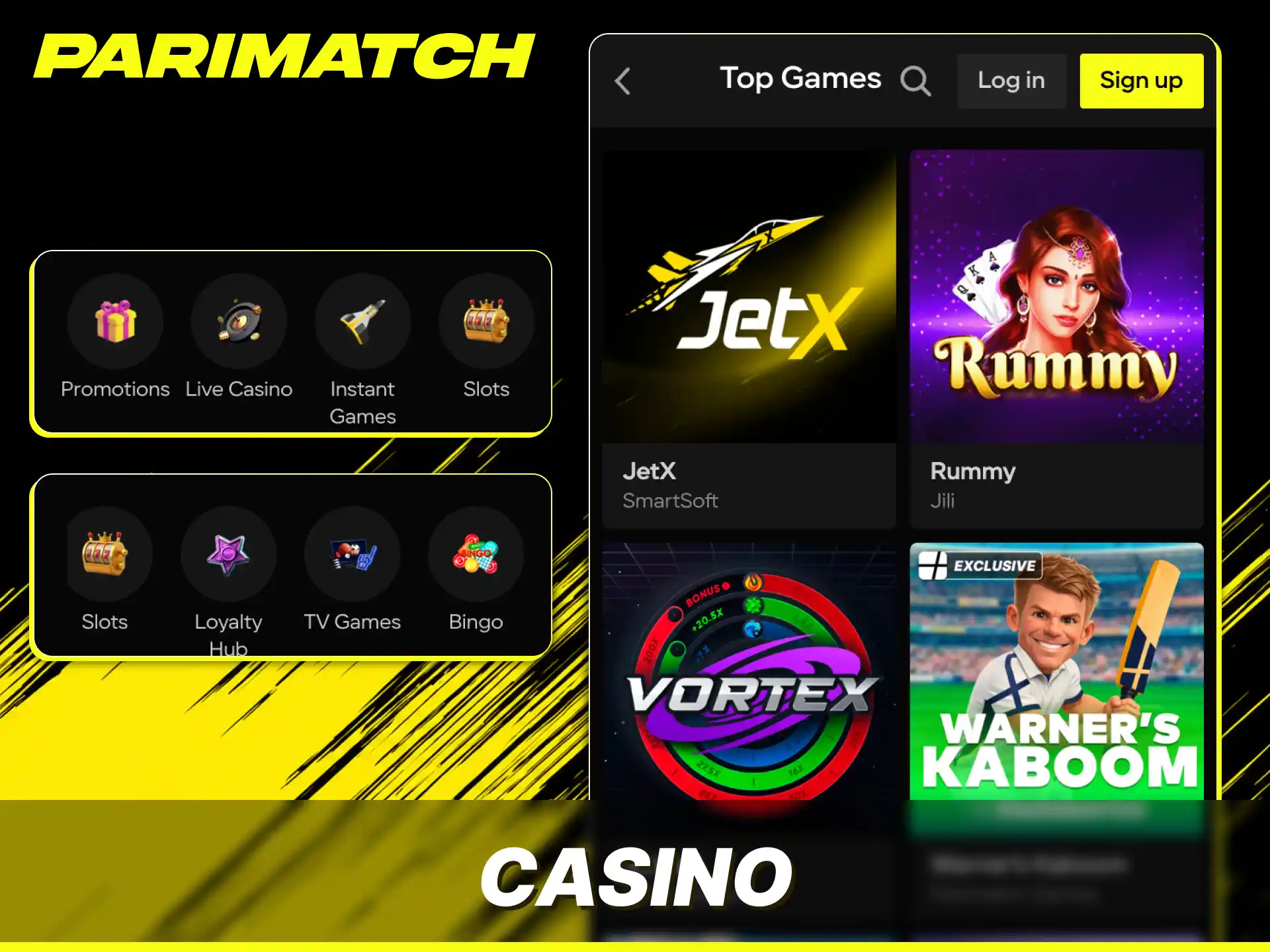 Play hundreds of interactive casino slot machines inside the official Parimatch app.