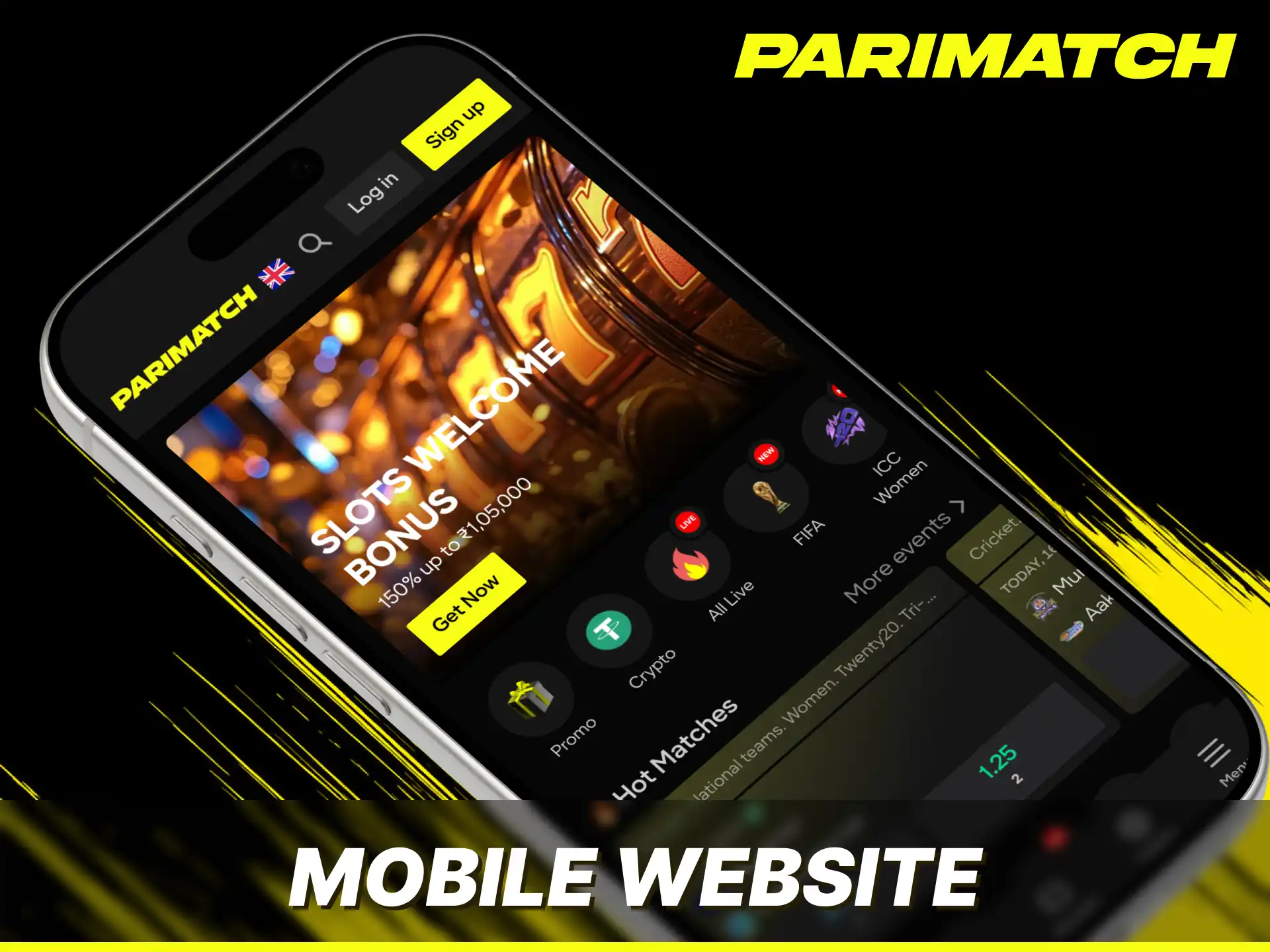 Launch the Parimatch app mobile website version directly without installing any software.