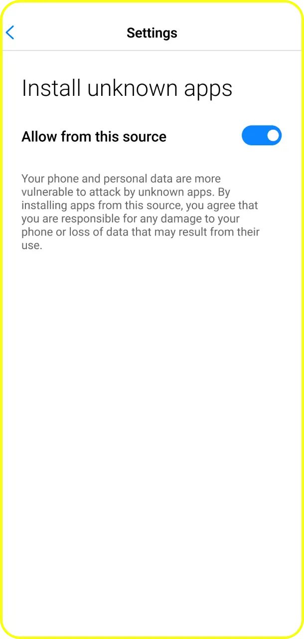 Allow installs from unknown sources in settings to install Aviator on Parimatch.