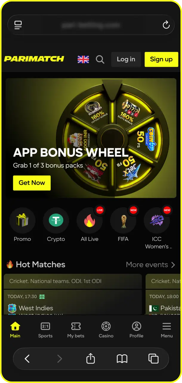 Use your Apple phone browser and open the site in Safari for JetX on Parimatch.