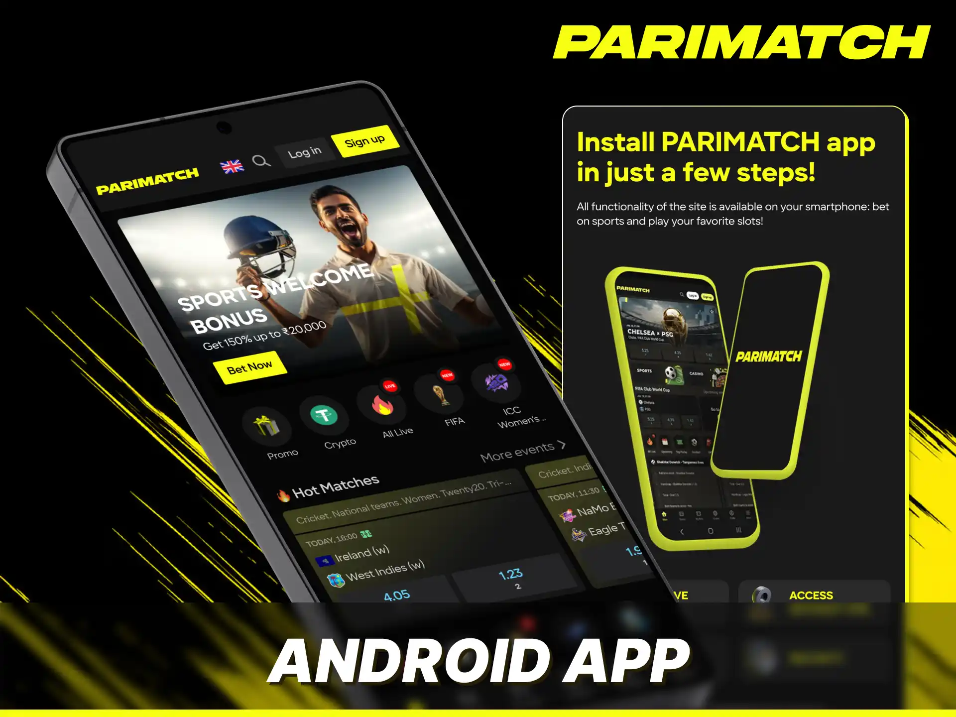 Download the dedicated Android app to enjoy seamless Parimatch mobile features.