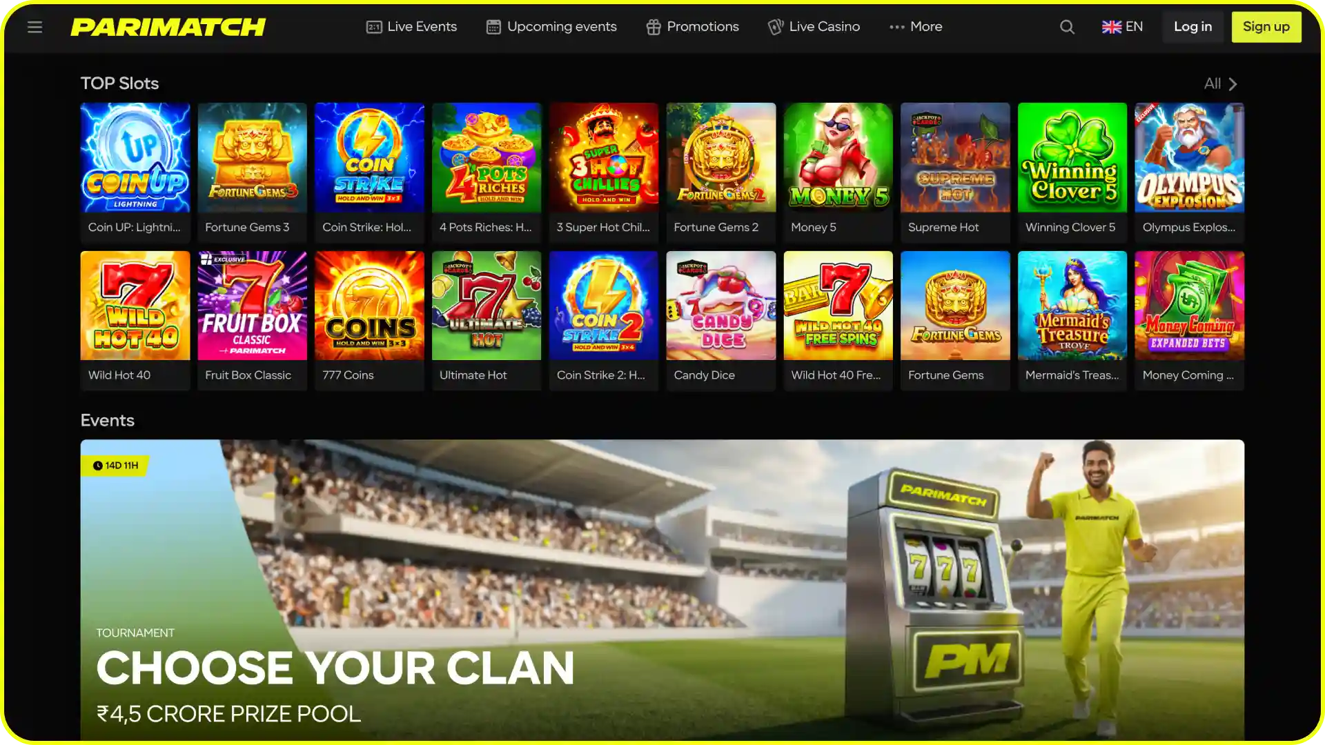Spin popular slot machines and explore massive visual jackpots available at Parimatch.