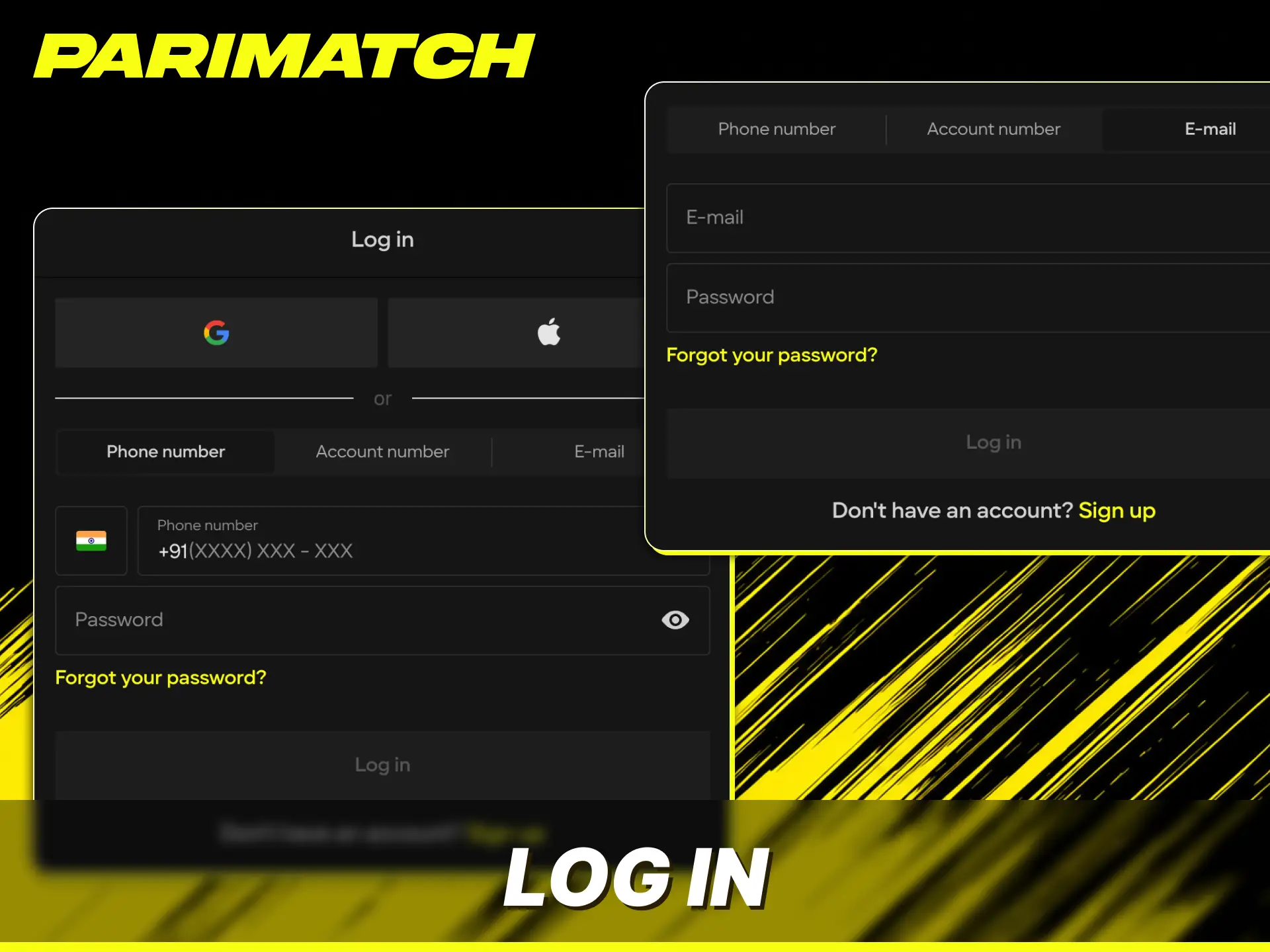 Log in to your personal dashboard to manage your Parimatch profile features.